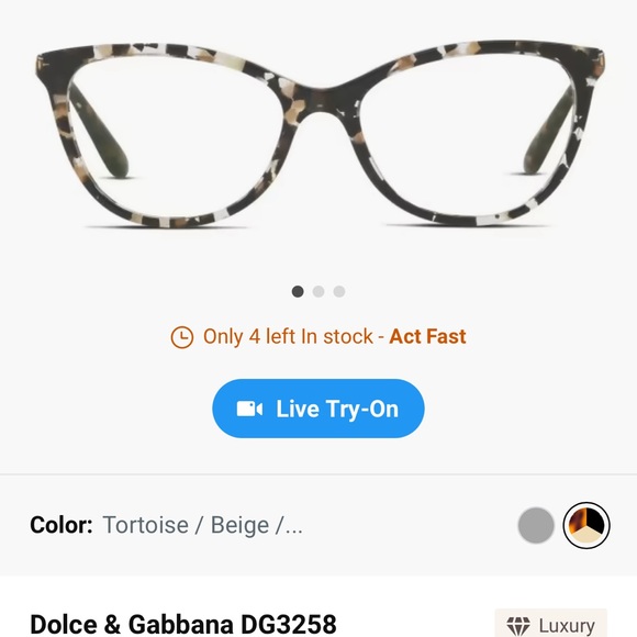 Dolce & Gabbana eyeglass frames DG3258 Tortoise, Beige, and Black - Picture 2 of 10